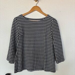 Talbots Black and White Houndstooth Blouse